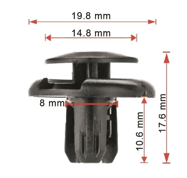 Клипса пластиковая для Lexus, Toyota ОЕМ: 9046708217 (90467-08217). (решётки).