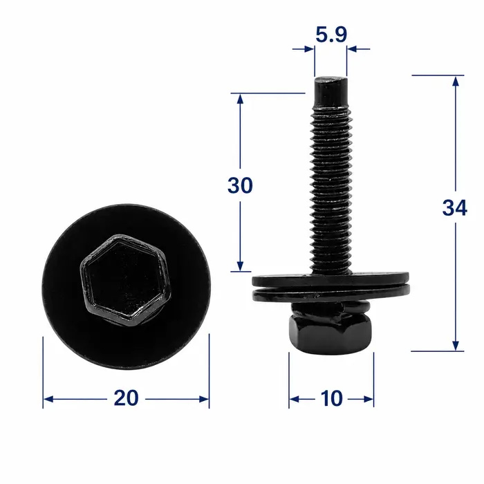Болт автомобильный М6 с двойной прессшайбой OEM 90119-06863 для Toyota, Lexus, Kia, Hyundai